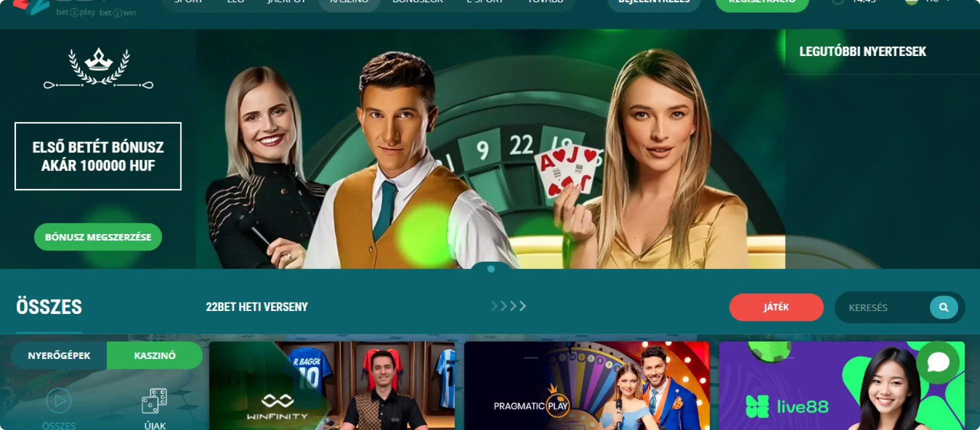 22Bet Élő Kaszinó